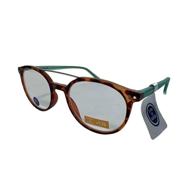 Life Is Good Darcie Blue Light Blocking Glasses Tortoise Frame +1.75 Reading - Picture 1 of 7